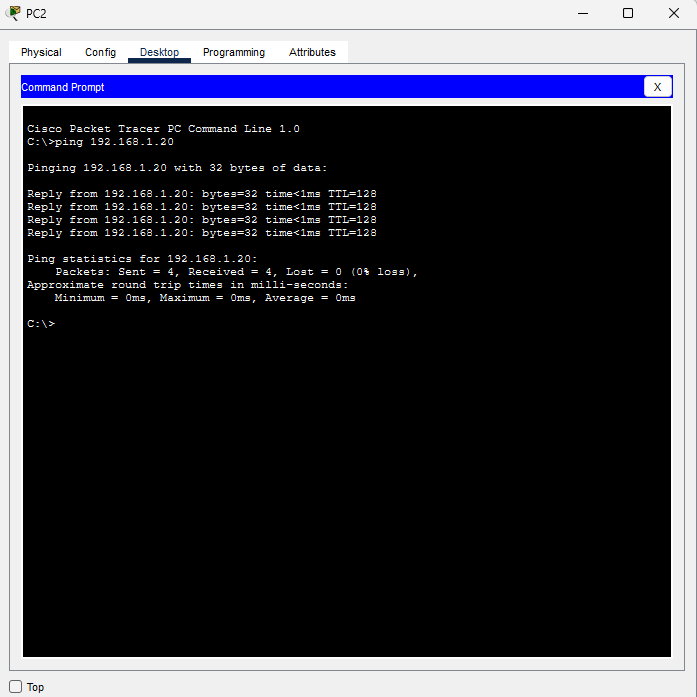 شاشة اختبار الـ Ping